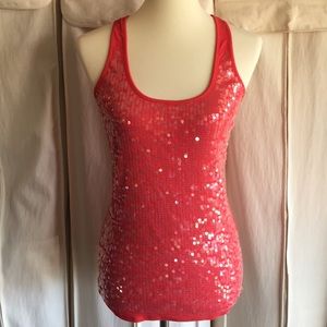 Sequin coral tank top